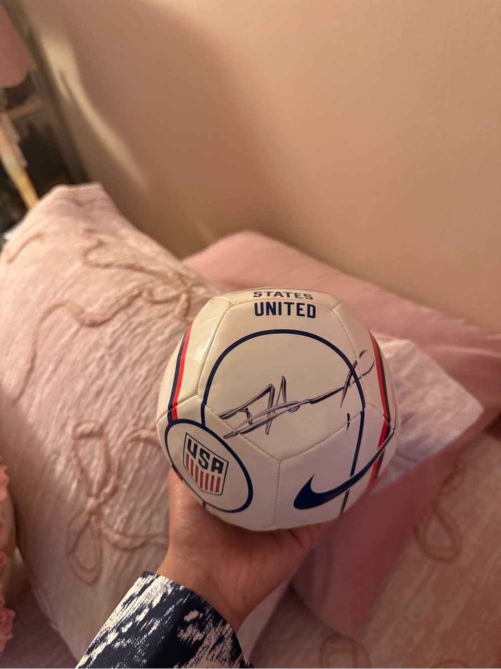 Signed by Tim Howard Nike White Soccer Ball with Red & Blue Accents